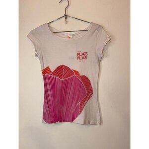 Issey Miyake Pleats Please White/Pink print Tshirt